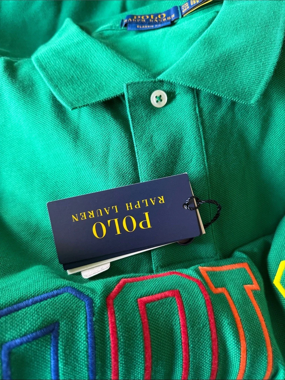 NWT POLO RALPH LAUREN Embroidered-Logo Polo Shirt Green Logo XXL